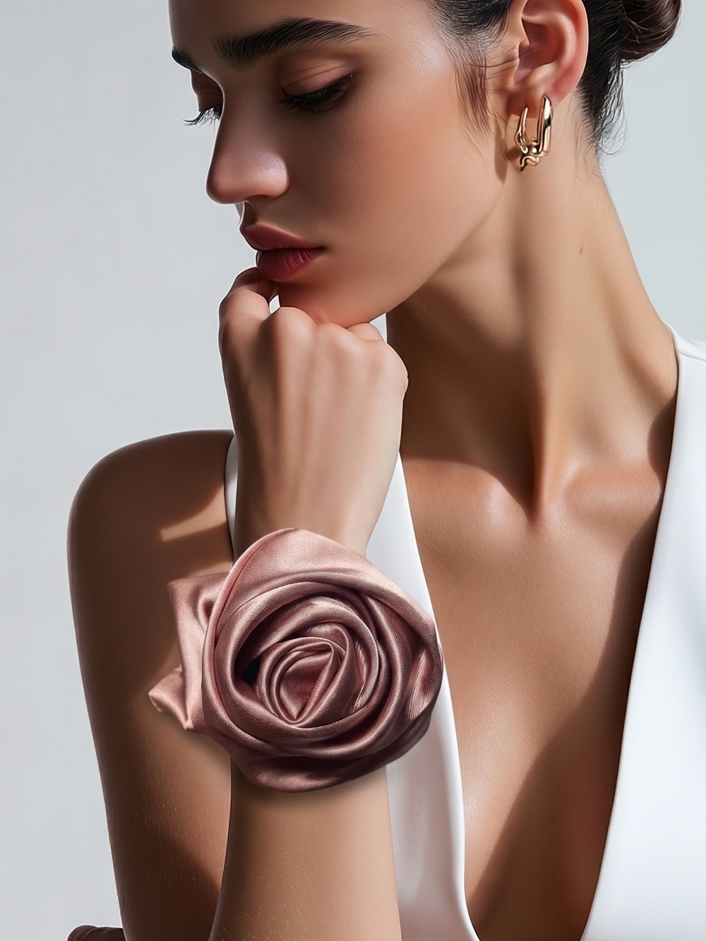 Satin Rose Wristlet & Hair Accessory